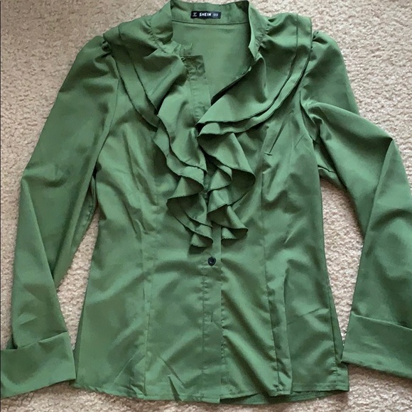 NWOT Green Blouse M - Picture 2 of 2